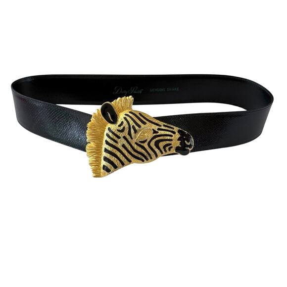 Dotty Smith Belt Size 28 - 32 Genuine Snake Belt Large Zebra Head Buckle - Picture 1 of 12